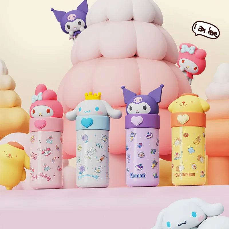 Sanrio Stainless Steel 316 Thermos Kawaii 350ml Hello Kitty Kuromi Cinnamoroll Melody Kids Vacuum Flask Water Bottle Tumbler