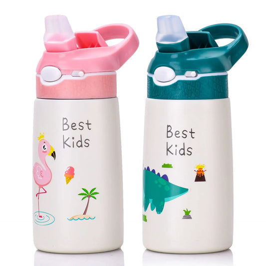 400ML Children Thermos Water Bottle Kids Thermos Mug Baby Duck Billed Straw 316 Stainless Steel Vacuum Flasks Tumbler Thermo Cup