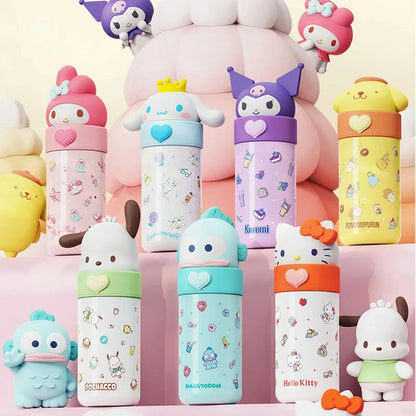 Sanrio Stainless Steel 316 Thermos Kawaii 350ml Hello Kitty Kuromi Cinnamoroll Melody Kids Vacuum Flask Water Bottle Tumbler