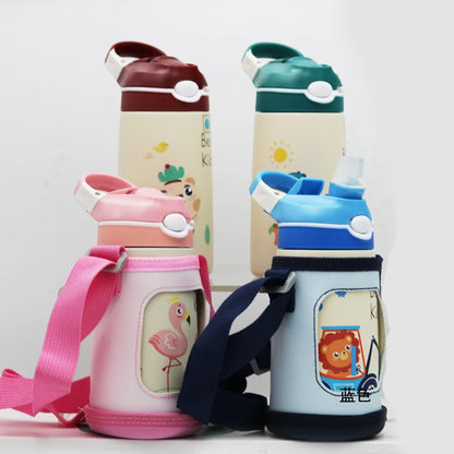 400ML Children Thermos Water Bottle Kids Thermos Mug Baby Duck Billed Straw 316 Stainless Steel Vacuum Flasks Tumbler Thermo Cup