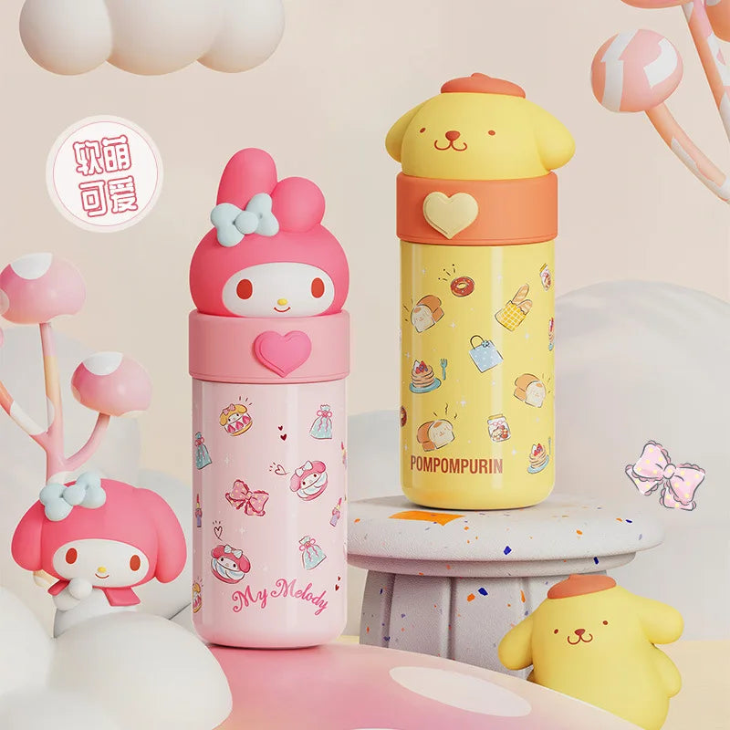 Sanrio Stainless Steel 316 Thermos Kawaii 350ml Hello Kitty Kuromi Cinnamoroll Melody Kids Vacuum Flask Water Bottle Tumbler