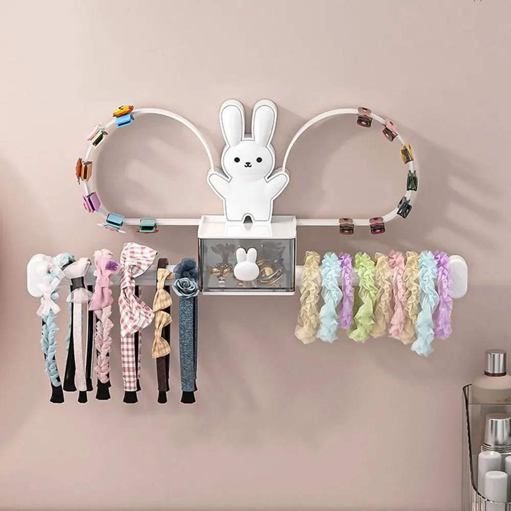 Kawaii Rabbit Hair Hoop Storage Rack Wall Mounted Jewelry Organizer Hair Tie Hair Clip Hairband Display Hair Accessories Rack