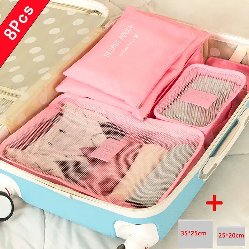 8pcs/Set Travel Storage Bags Suitcase Packing Set Storage Cases Portable Luggage Organizer Clothes Shoe Foldable Organizer