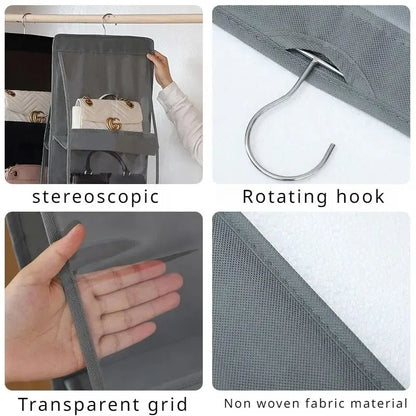 For Wardrobe Closet Transparent Storage Bag Hanging Handbag Organizer Door Wall Clear Sundry Shoe Bag with Hanger Pouch