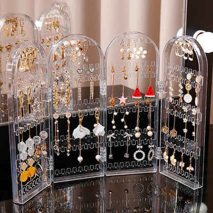 Jewelry Storage Box Earrings Display Stand Bracelet Necklace Organizer Foldable Portable Plastic Box