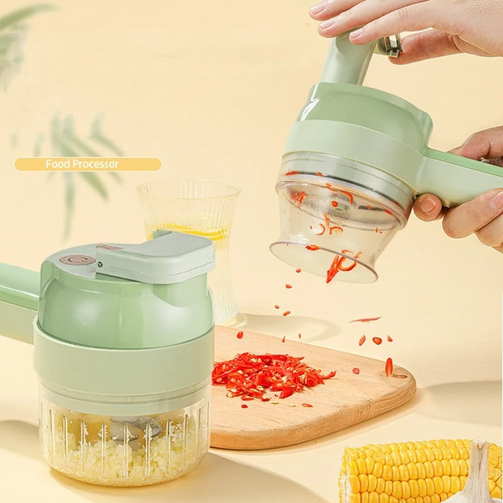 USB Wireless Vegetable Slicer Cutter 4 In 1 Electric Garlic Masher Food Chopper Meat Grinder Machine kitchen Handheld