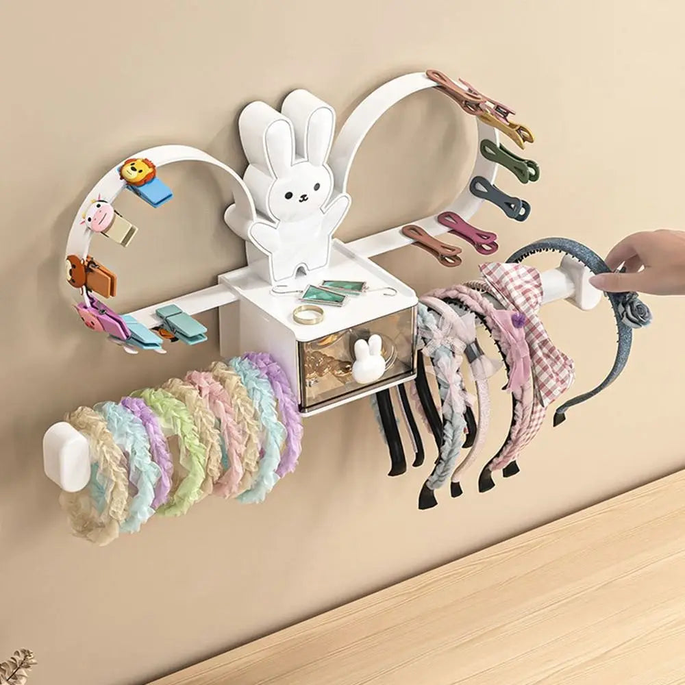 Kawaii Rabbit Hair Hoop Storage Rack Wall Mounted Jewelry Organizer Hair Tie Hair Clip Hairband Display Hair Accessories Rack