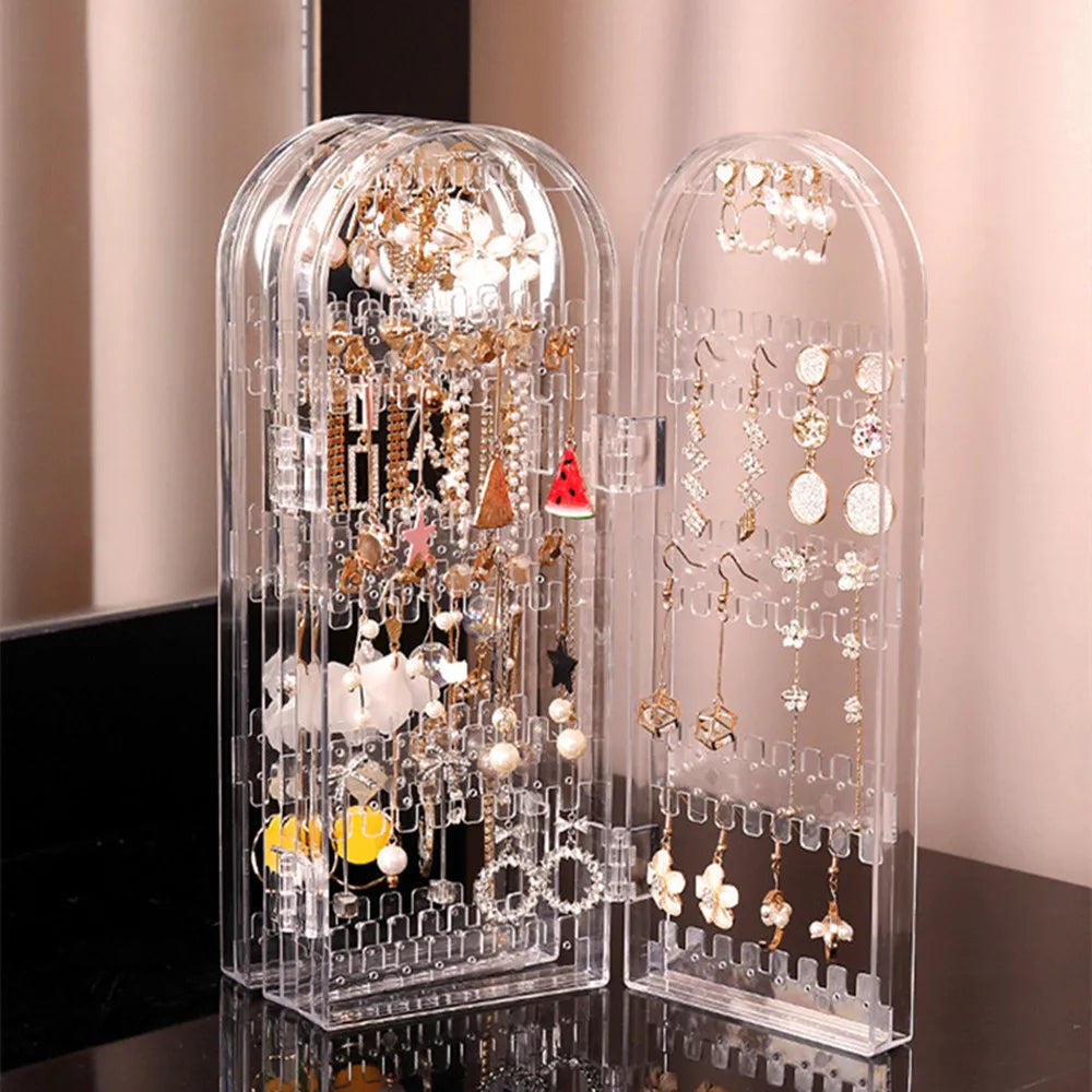 Jewelry Storage Box Earrings Display Stand Bracelet Necklace Organizer Foldable Portable Plastic Box