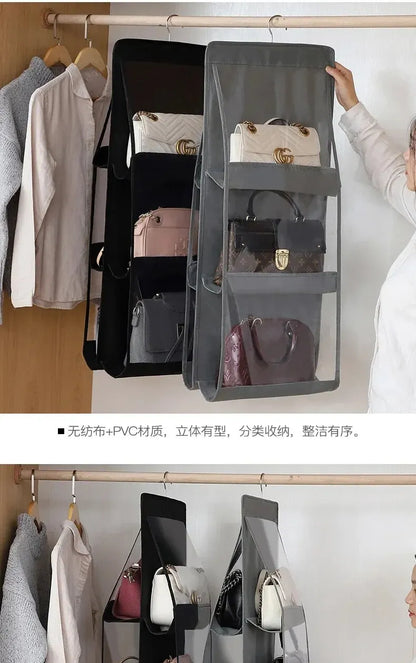 For Wardrobe Closet Transparent Storage Bag Hanging Handbag Organizer Door Wall Clear Sundry Shoe Bag with Hanger Pouch