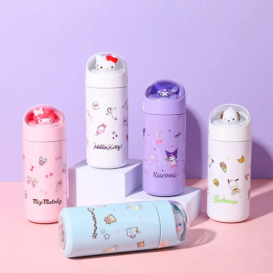 Kawaii Sanrioed Hello Kitty Thermos Cup Cute Cartoon Kids Stainless Steel Cinnamoroll Kuromi My Melody Insulated Tumbler Gift