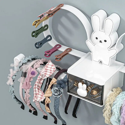 Kawaii Rabbit Hair Hoop Storage Rack Wall Mounted Jewelry Organizer Hair Tie Hair Clip Hairband Display Hair Accessories Rack