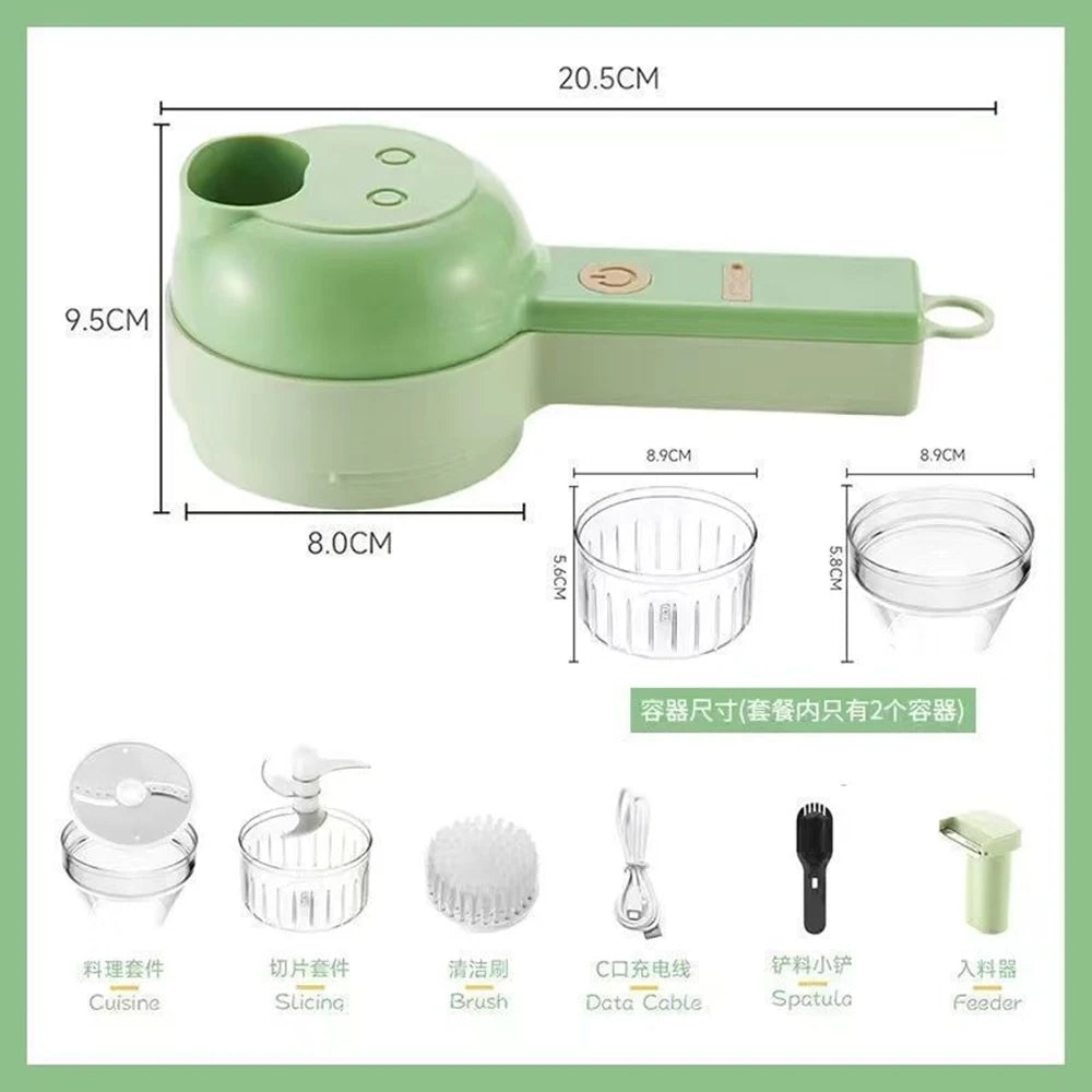 USB Wireless Vegetable Slicer Cutter 4 In 1 Electric Garlic Masher Food Chopper Meat Grinder Machine kitchen Handheld