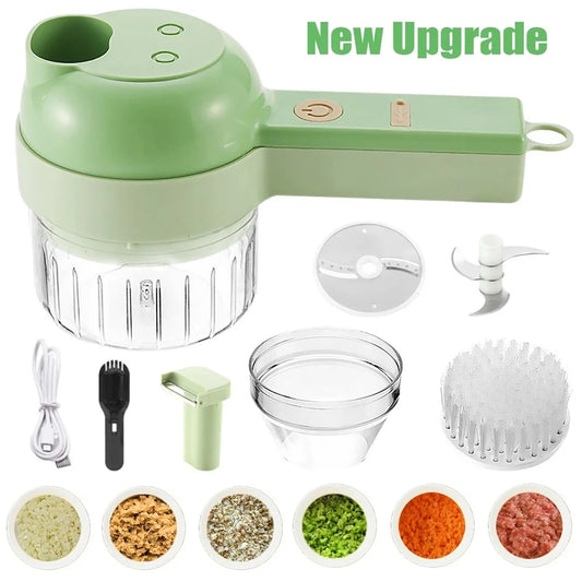 USB Wireless Vegetable Slicer Cutter 4 In 1 Electric Garlic Masher Food Chopper Meat Grinder Machine kitchen Handheld