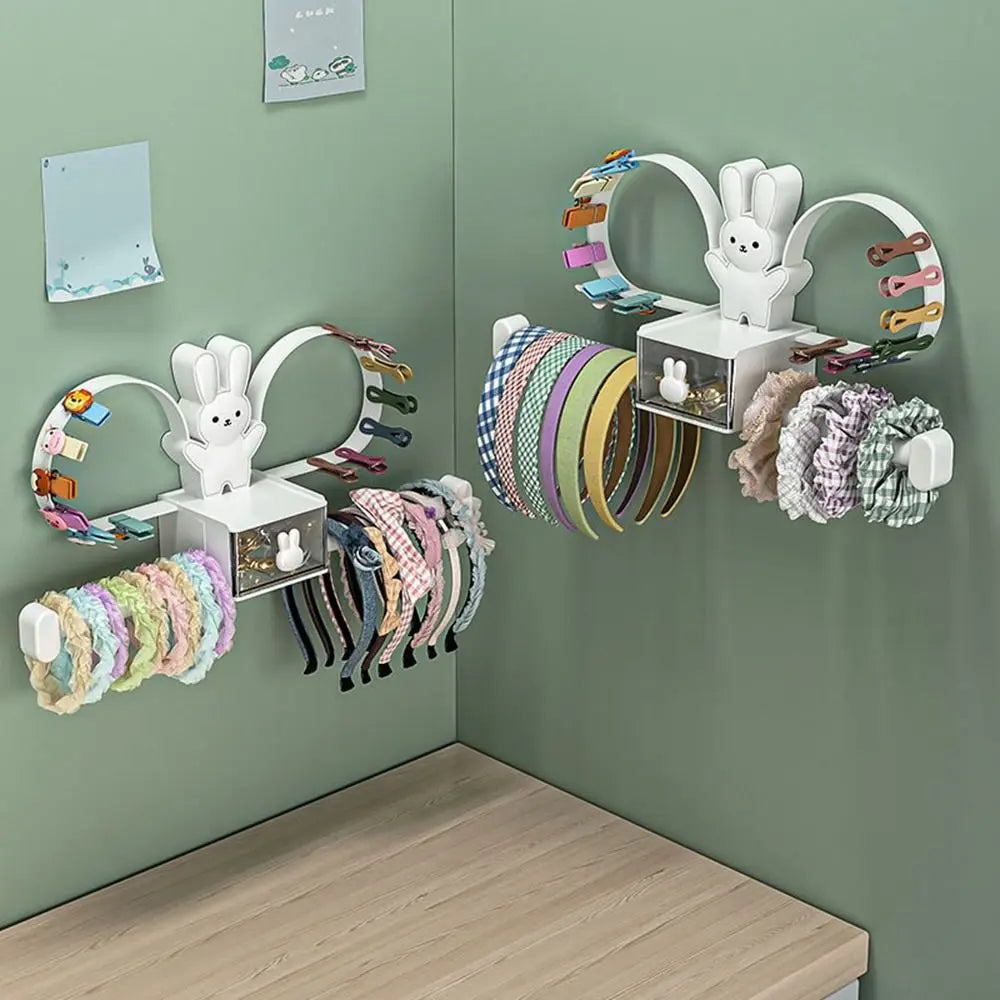 Kawaii Rabbit Hair Hoop Storage Rack Wall Mounted Jewelry Organizer Hair Tie Hair Clip Hairband Display Hair Accessories Rack