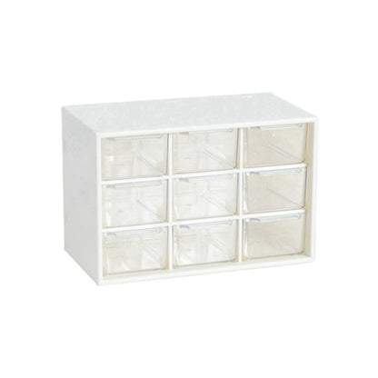 1PC Nine Palace Grid Small Drawer Jewelry Storage Box Student Dormitory Desktop Stationery Small Item Storage Transparent Drawer