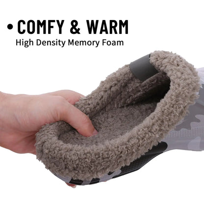 Fur Lined Clogs Women Men Waterproof Graden Shoes Winter Fuzzy Slippers Plush Bedroom Shoes Outdoor Fashion Fur Clogs