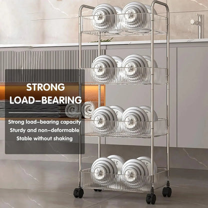 Transparent acrylic trolley cosmetics bedroom living room snack storage shelf bathroom mobile home shelfstorage shelf